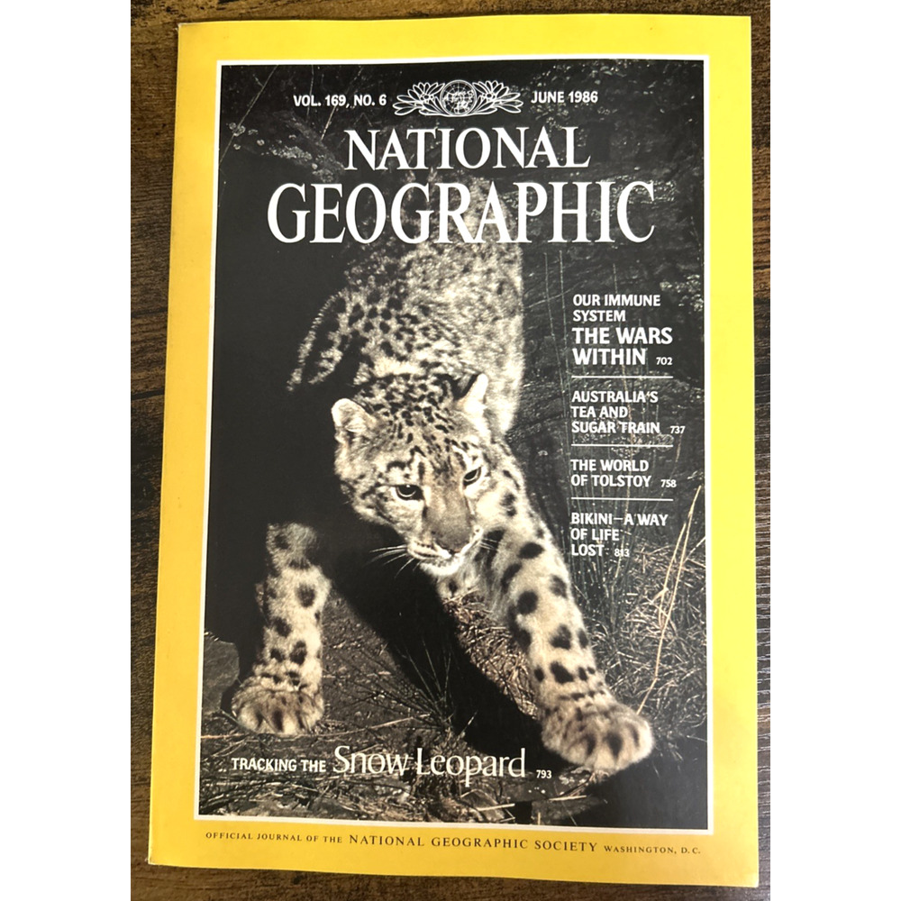 National Geographic Magazine June 1986 Snow Leopards Tolstoy Bikini Immune